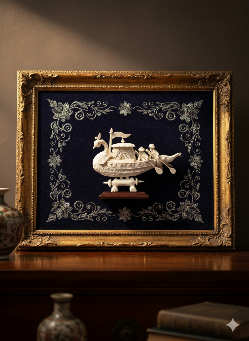 Handcrafted Sola Wood River Boat - A Piece of Serene Indian Tradition - View 2