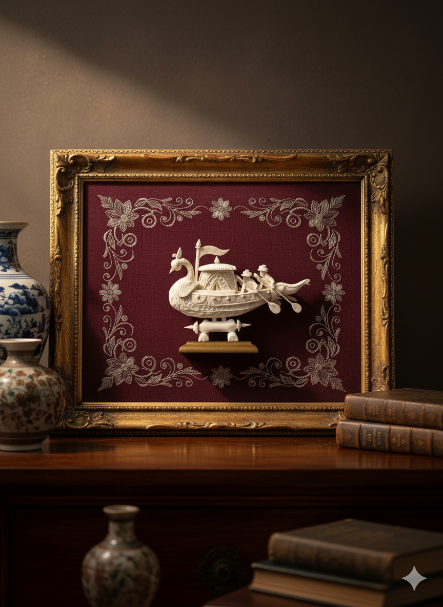 Handcrafted Sola Wood River Boat - A Piece of Serene Indian Tradition - View 3