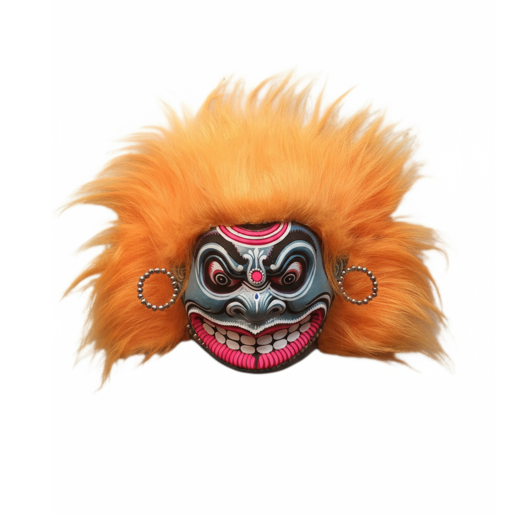 The Ferocious Fury: Authentic Indian Chhau Mask (Ravana/Vanara Style) | 12 Inch x 9 Inch