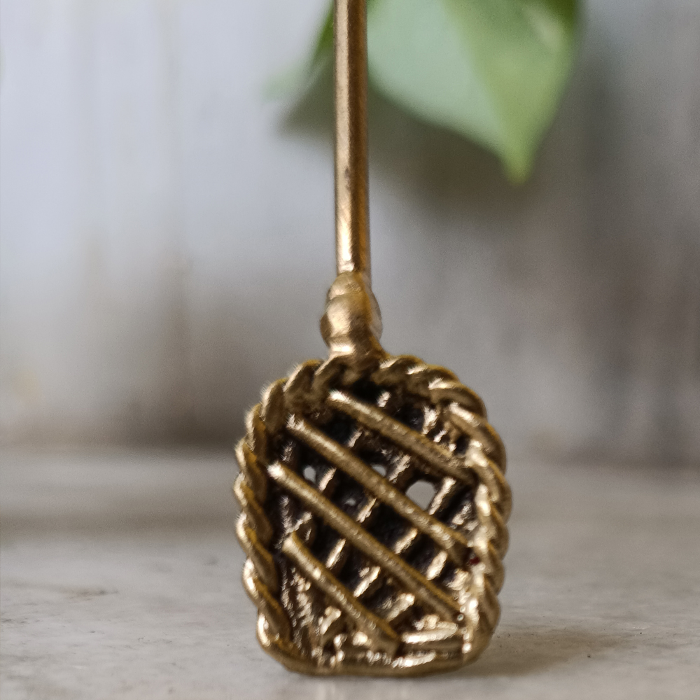 Handcrafted Dhokra Art Brass Hairpin – Geometric Shield Motif Tribal Hair Accessory