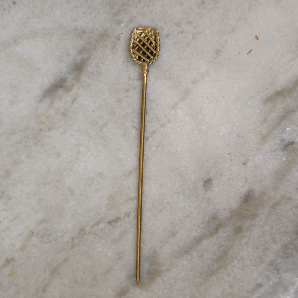 Handcrafted Dhokra Art Brass Hairpin – Geometric Shield Motif Tribal Hair Accessory - View 4