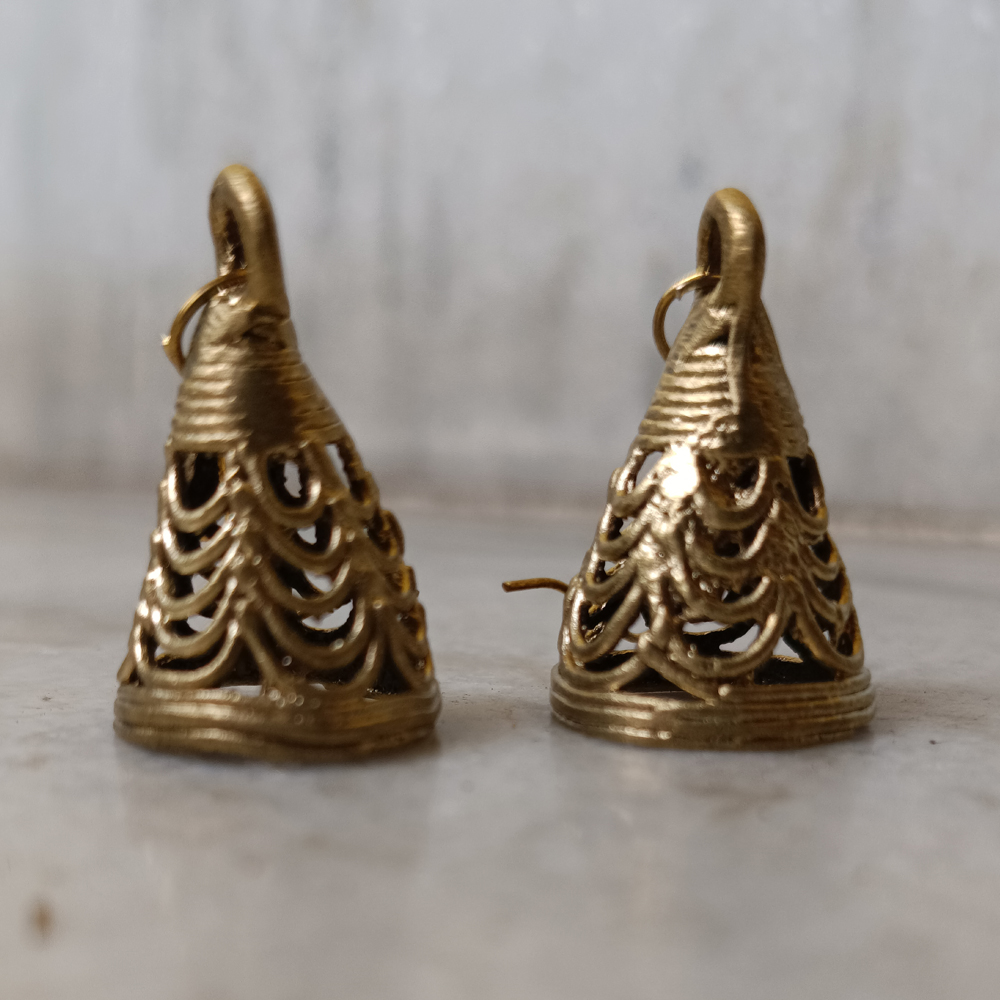 Handcrafted Dhokra Conical Jhumka Earrings in Brass (pair)
