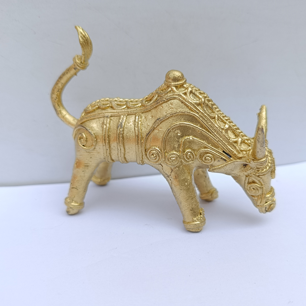 Handcrafted Dhokra Metal Bull Figurine – Ancient Lost-Wax Cast Brass Tribal Art for Home Décor - View 2