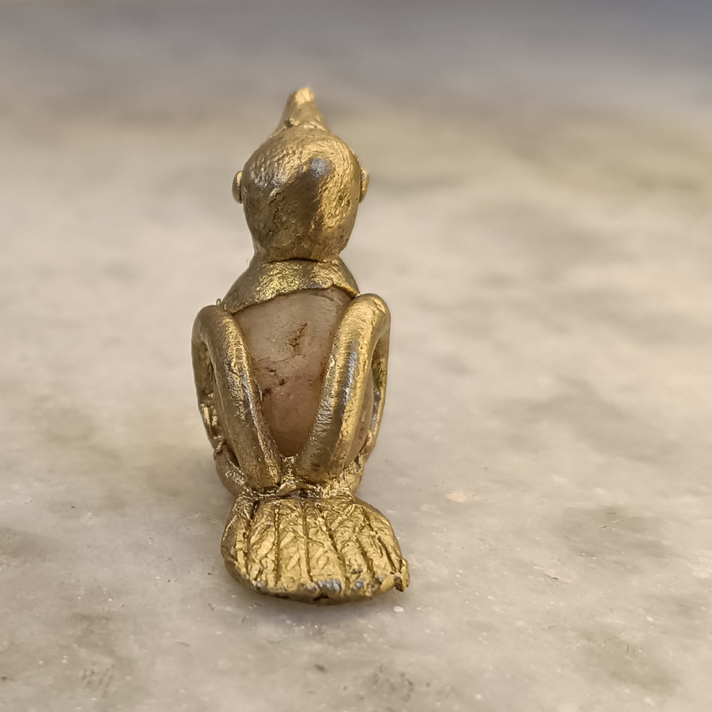 Handcrafted Dhokra Sitting Bird Brass & Stone Figurine