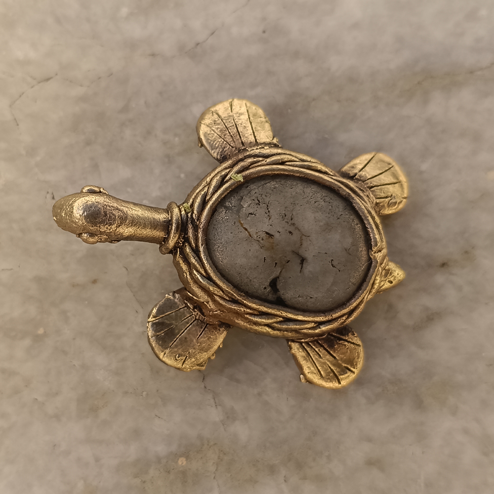 Antique Metallic Dhokra Turtle Figurine, Vastu & Feng Shui Decorative Kurma - View 4