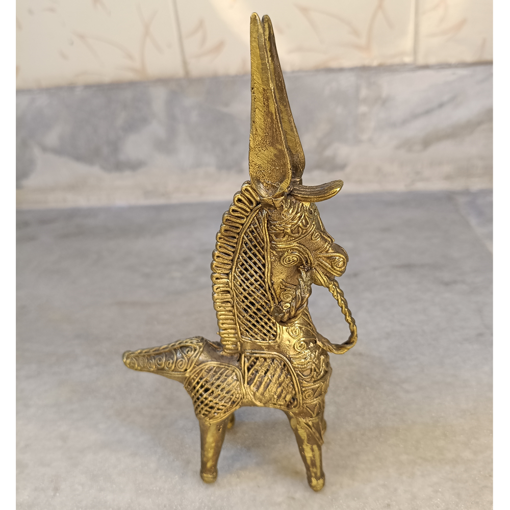 Handcrafted Dhokra Horse Figurine – Traditional Bell Metal Tribal Art - View 3