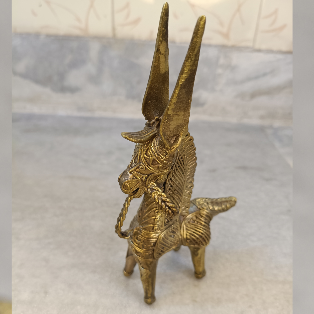 Handcrafted Dhokra Horse Figurine – Traditional Bell Metal Tribal Art - View 4
