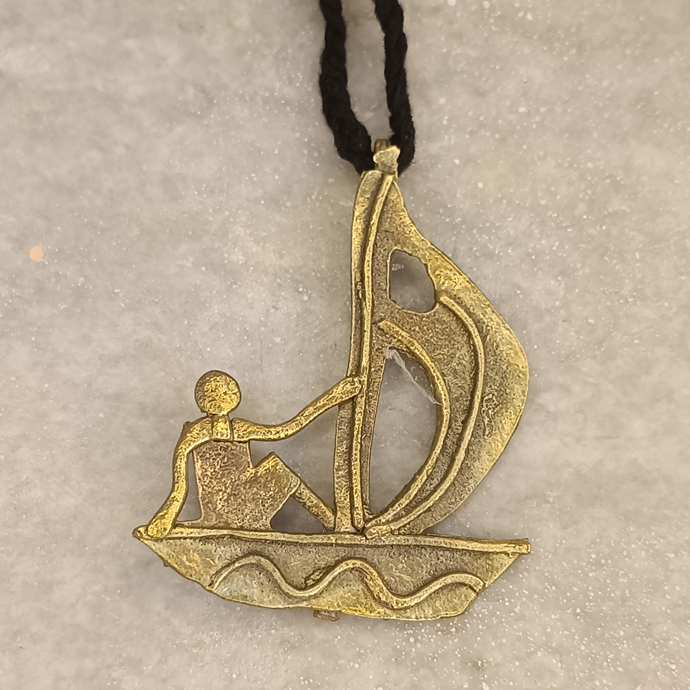 Handcrafted Dhokra Sailing Boat Pendant Necklace – Tribal Brass Artisan Jewellery - View 3