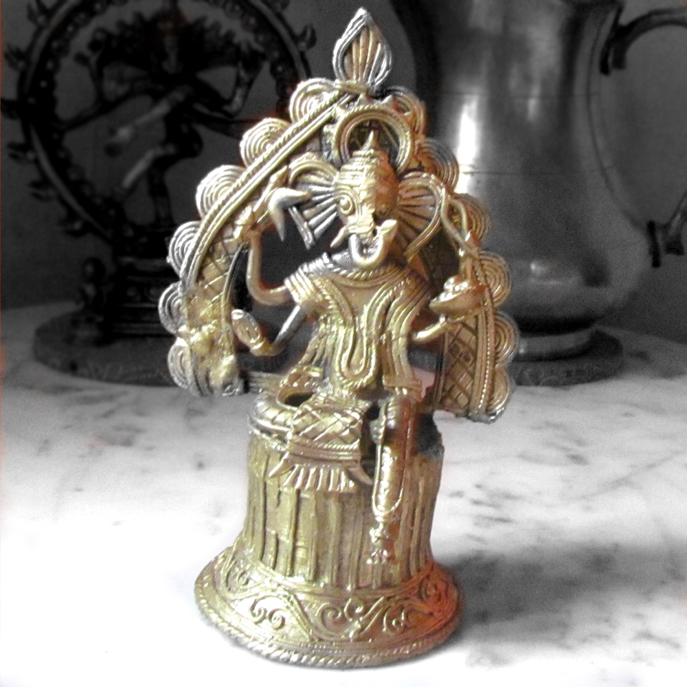 Authentic Dokra Art: Lord Ganesha Idol (Antique Brass Finish) - View 4