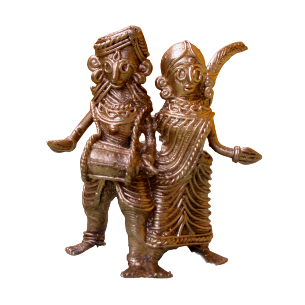 Authentic Dokra Art: Tribal Musician Couple Figurine