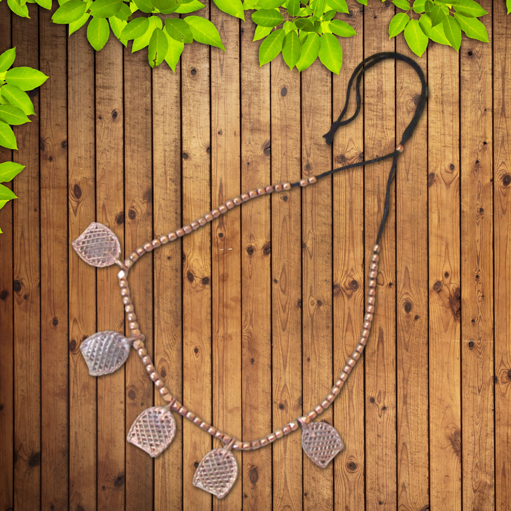 Authentic Dokra Art: Brass Tribal Motif Necklace - View 3