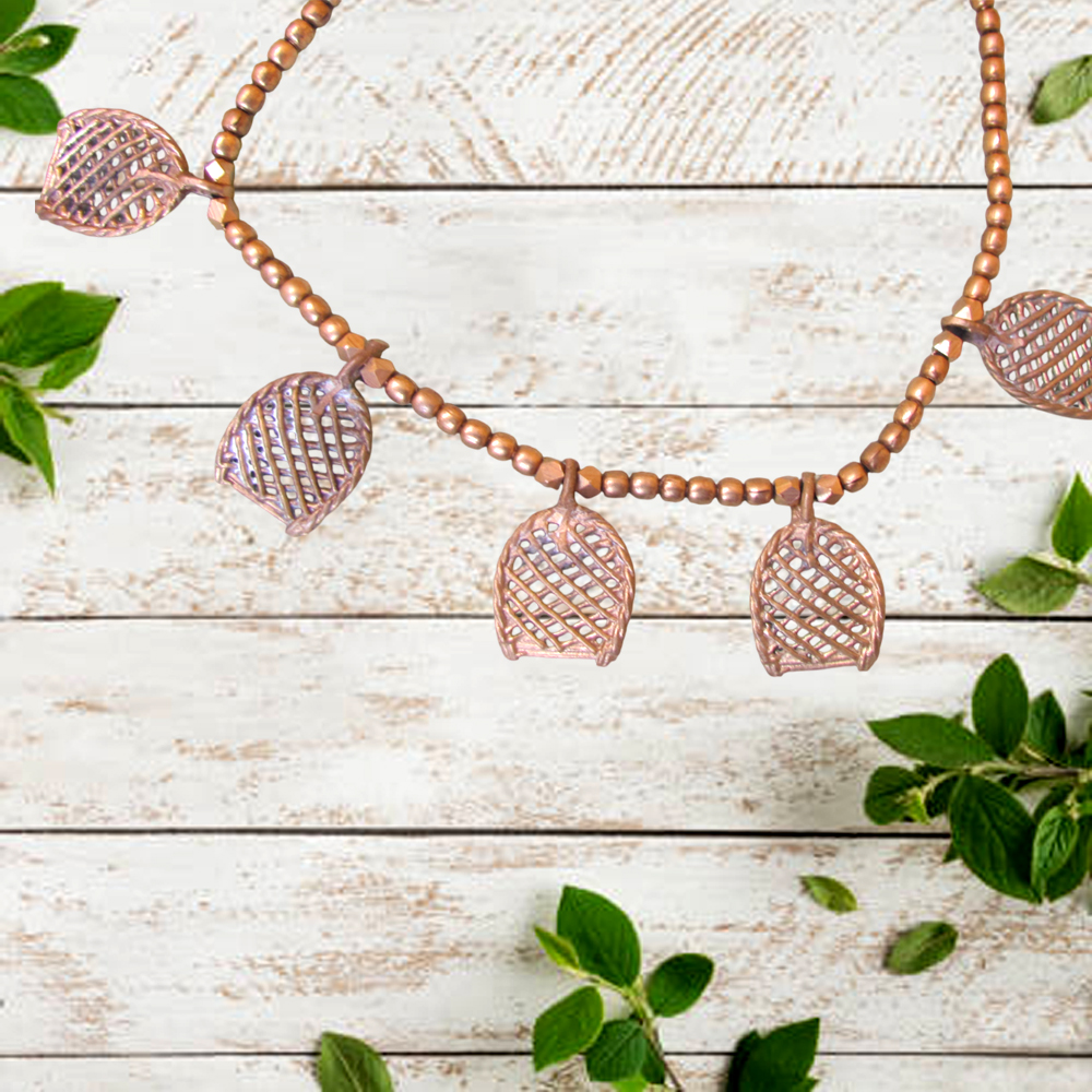 Authentic Dokra Art: Brass Tribal Motif Necklace - View 2