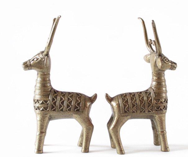Dokra Brass Deer Duo: Guardian Stags