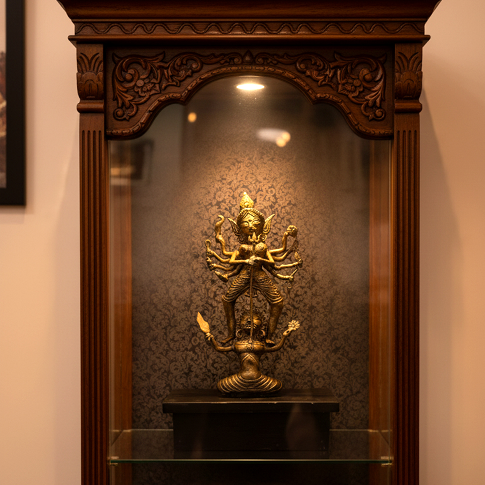 ✨ Divine Dokra Art | Goddess Durga Mahishasuramardini Idol [Brass]  - View 2