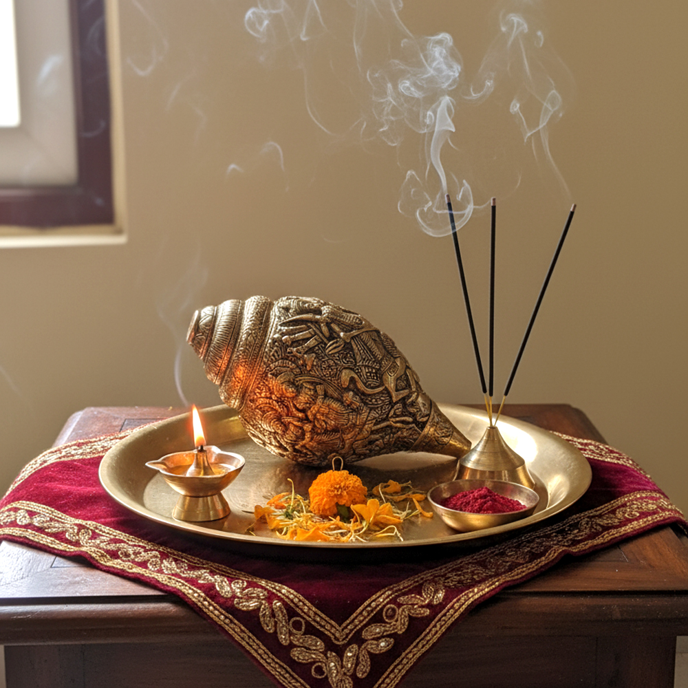 🐚 The Sacred Shankha Dokra Idol | Durga Mahishasuramardini Motif - View 5