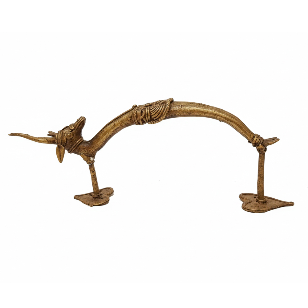 🔱 Exquisite Handcrafted Dokra Brass Animal Motif Door Handle - View 2