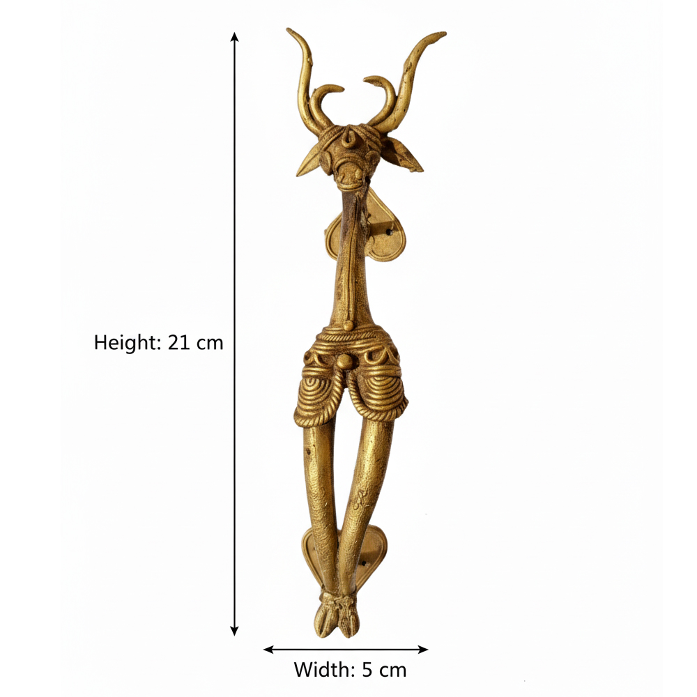 🔱 Exquisite Handcrafted Dokra Brass Animal Motif Door Handle - View 3