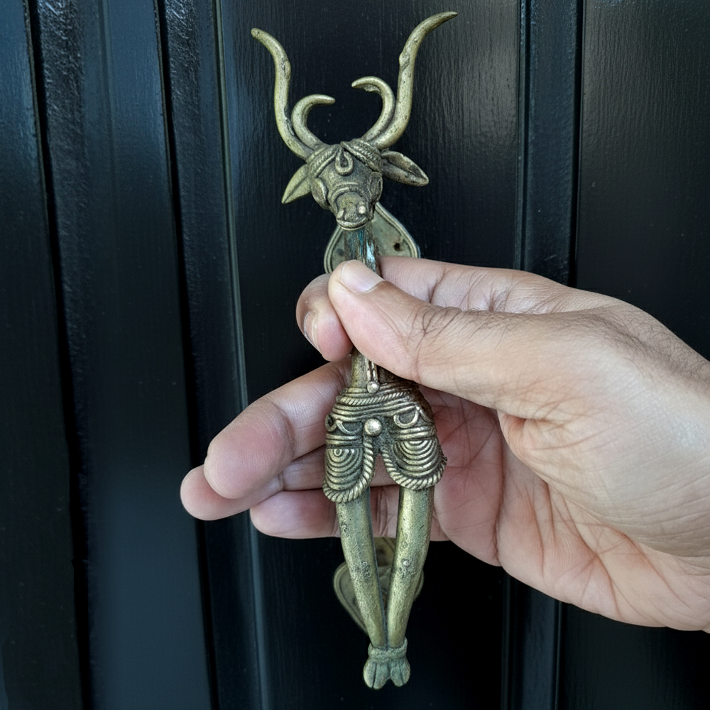 🔱 Exquisite Handcrafted Dokra Brass Animal Motif Door Handle - View 4