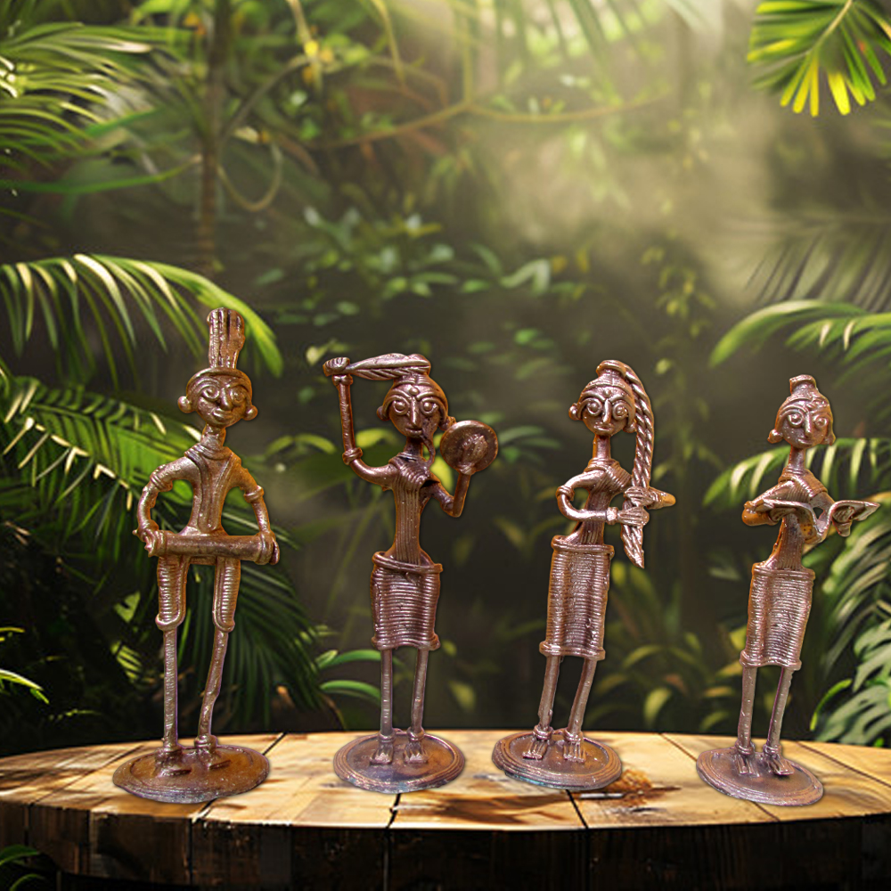 Dokra Tribal Musician Figurines - Set of 4 - View 2