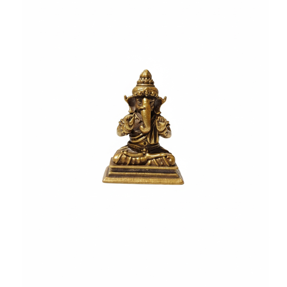 🕉️ Handcrafted Dokra Brass Ganesha Idol on Square Base