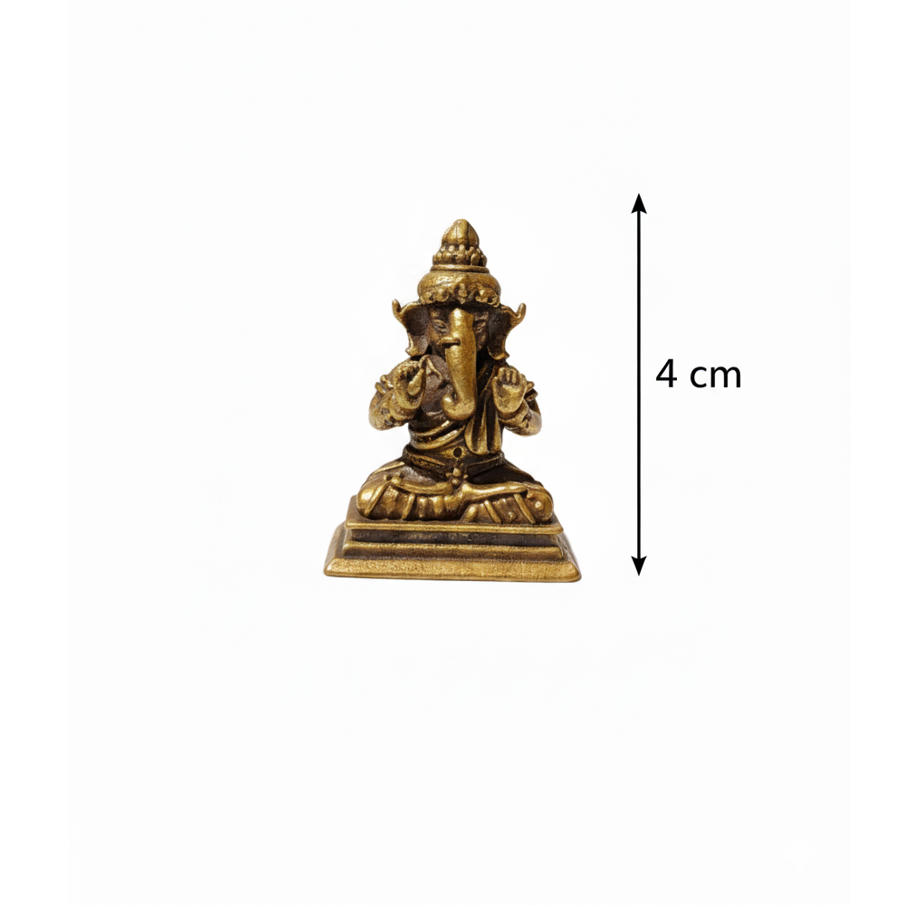🕉️ Handcrafted Dokra Brass Ganesha Idol on Square Base - View 2
