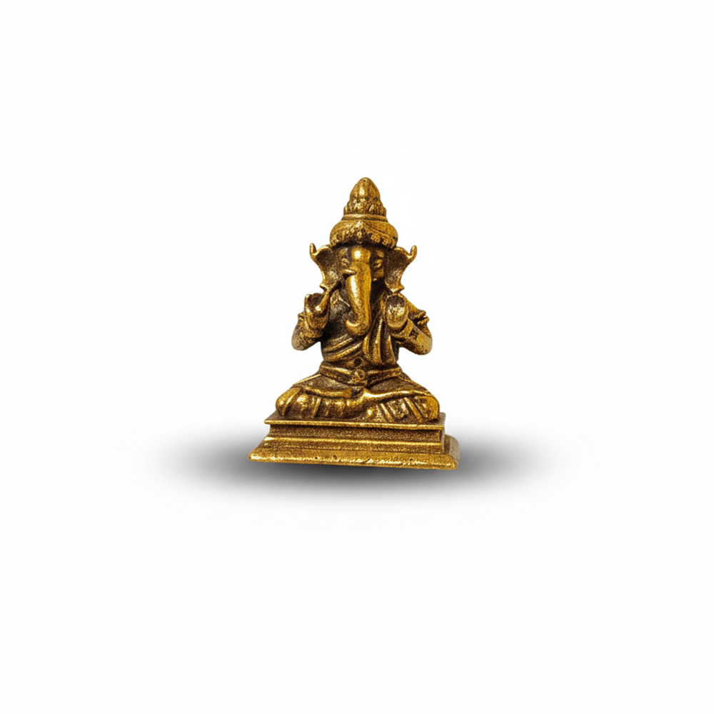 🧘 Miniature Dokra Brass Ganesha Idol for Meditation & Desk Decor