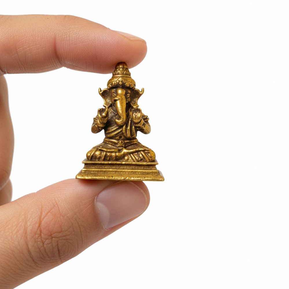 🧘 Miniature Dokra Brass Ganesha Idol for Meditation & Desk Decor - View 2