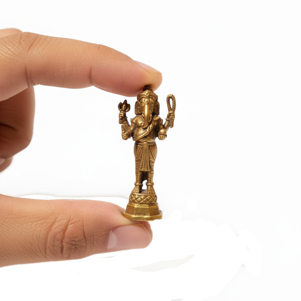 🧍 Rare Standing Dokra Brass Ganesha Idol (Sthanak Murti) - View 3