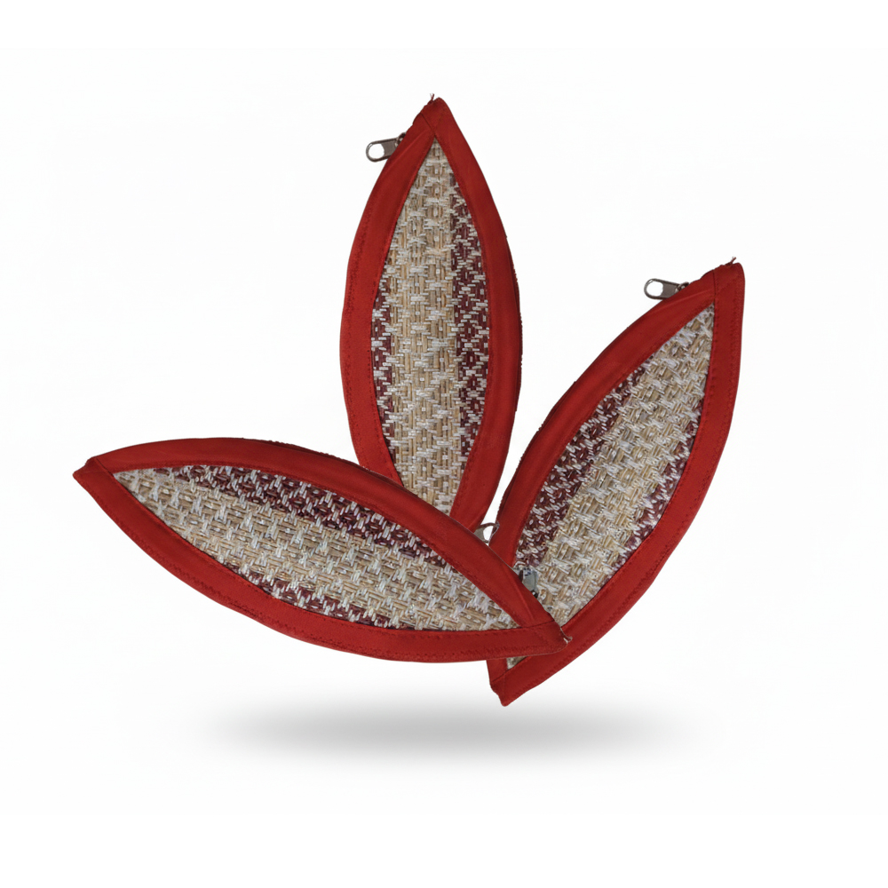 👁️ Artisan Madurkathi Eye-Shaped Pencil Pouches (Set of 3)