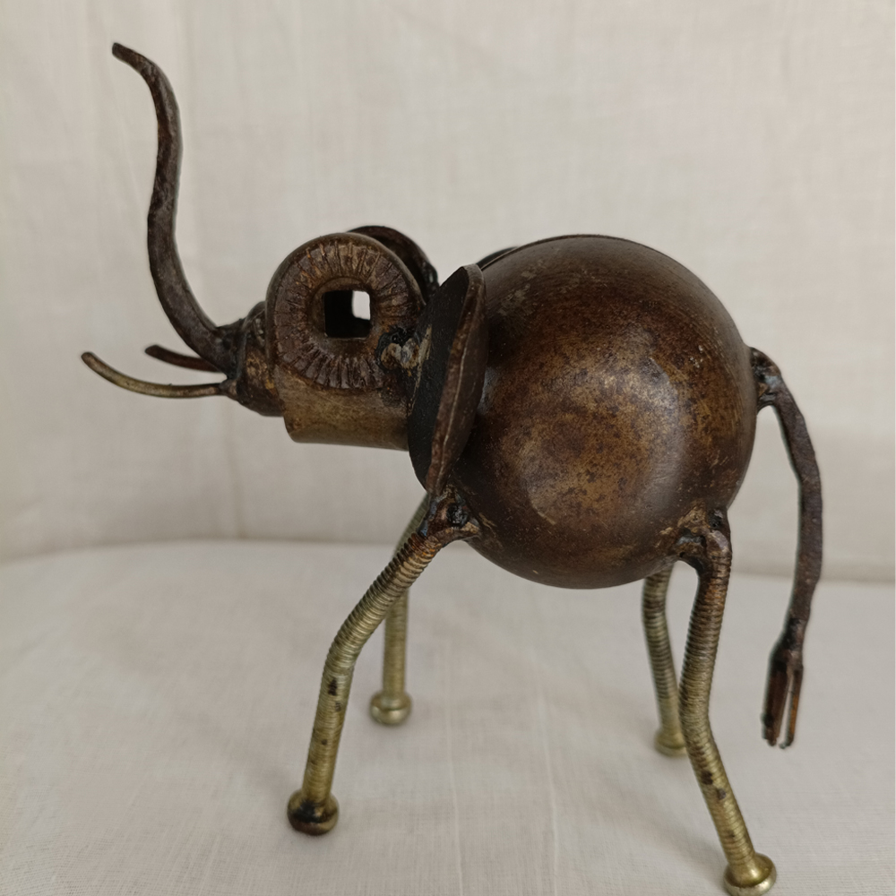 Unique Handcrafted Recycled Metal Elephant Figurine - View 4