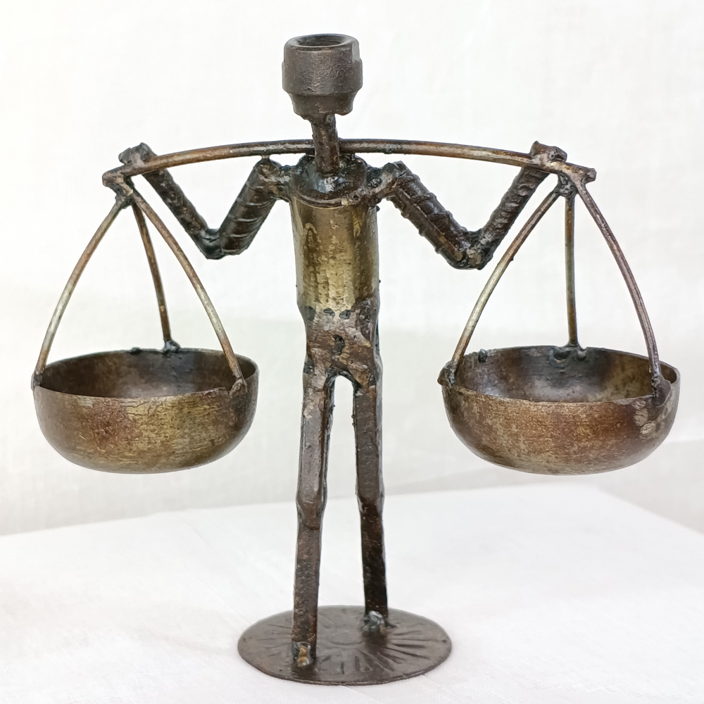 Handcrafted Upcycled Metal "Hawker" Figurine – Industrial Folk Art - View 3