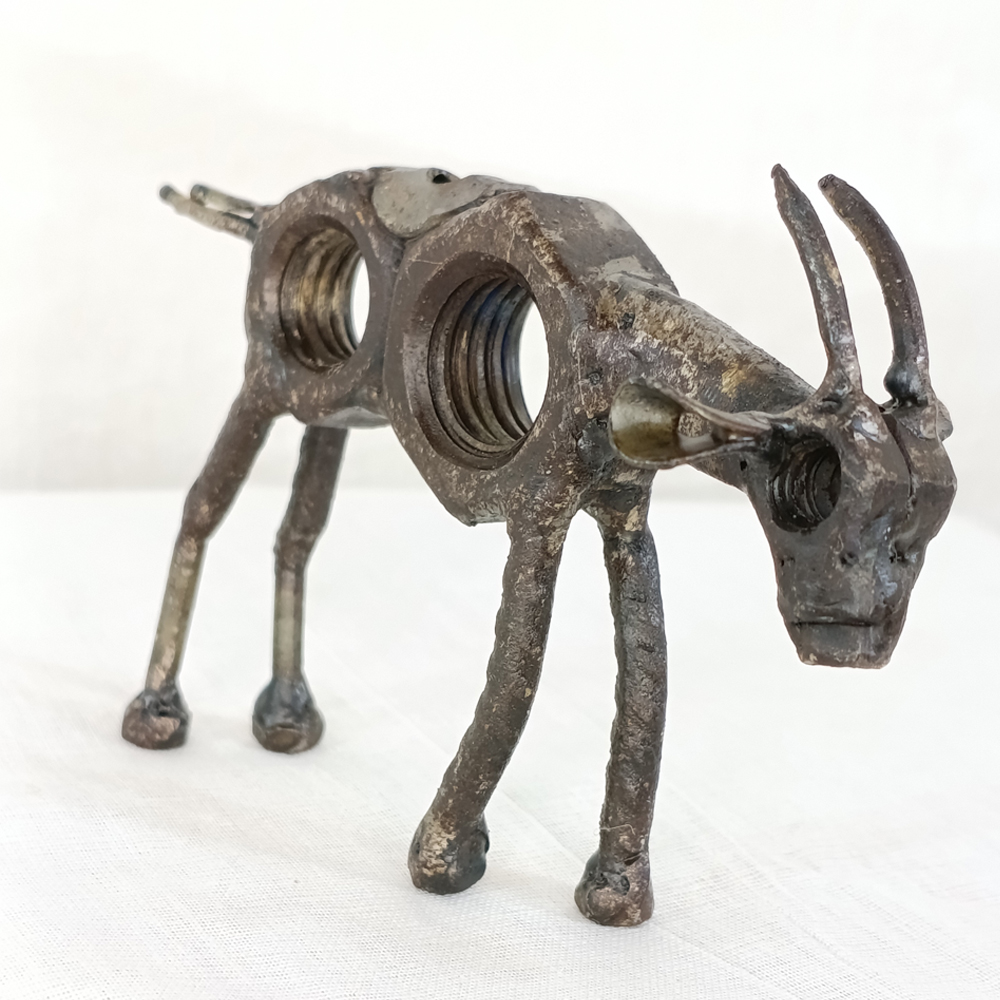 Handcrafted Industrial Scrap Metal Goat Figurine - View 5