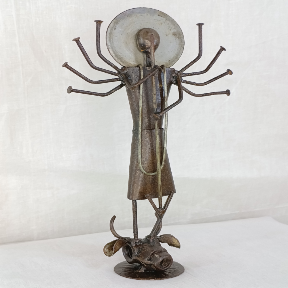 Handcrafted Scrap Metal Durga Figurine