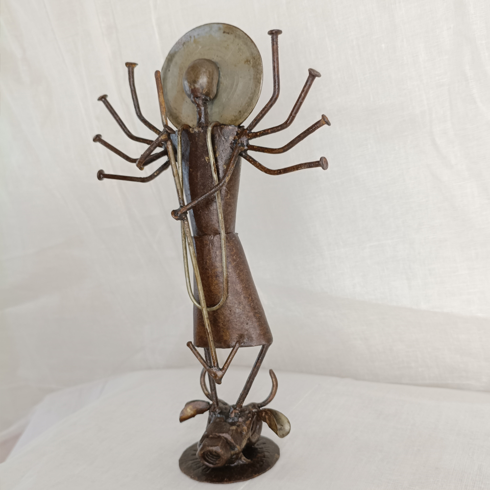 Handcrafted Scrap Metal Durga Figurine - View 2