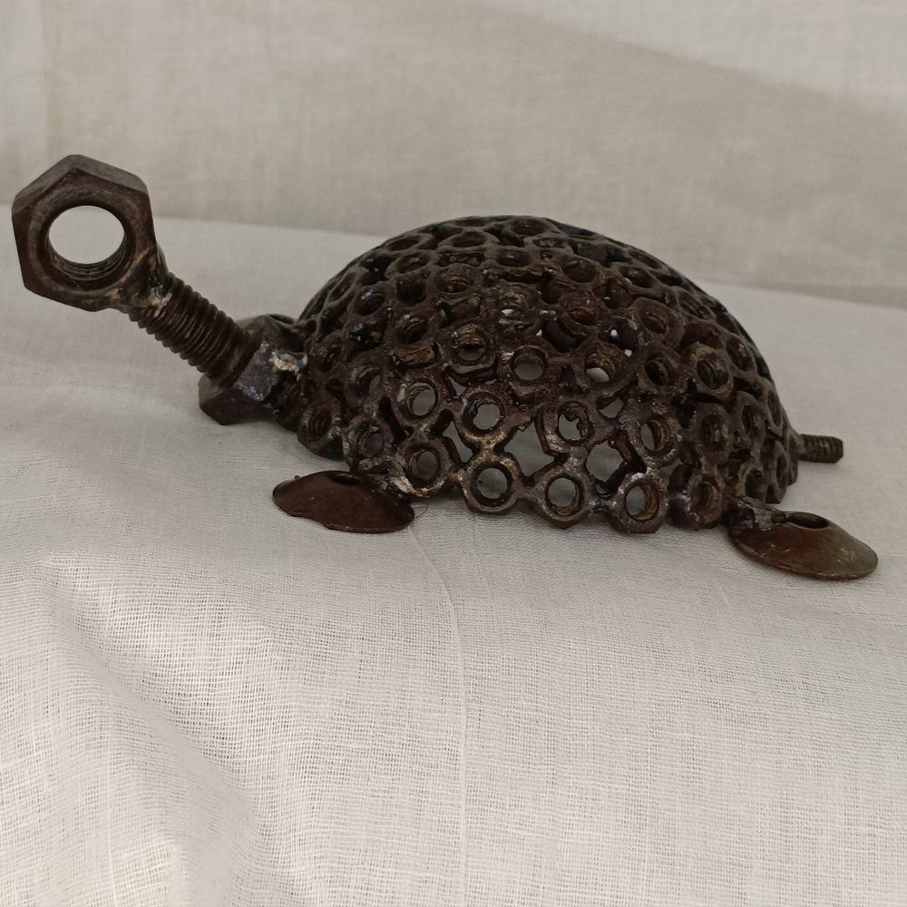 Handcrafted Scrap Metal Turtle Figurine – Industrial Art Home Decor