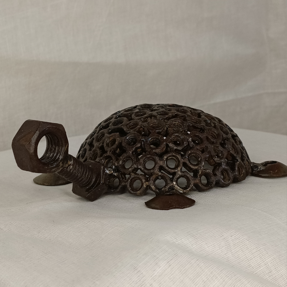 Handcrafted Scrap Metal Turtle Figurine – Industrial Art Home Decor - View 2
