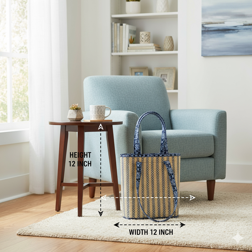 💙 The Indigo Bloom: Handwoven Madur Kati Grass Ladies Bag - View 4