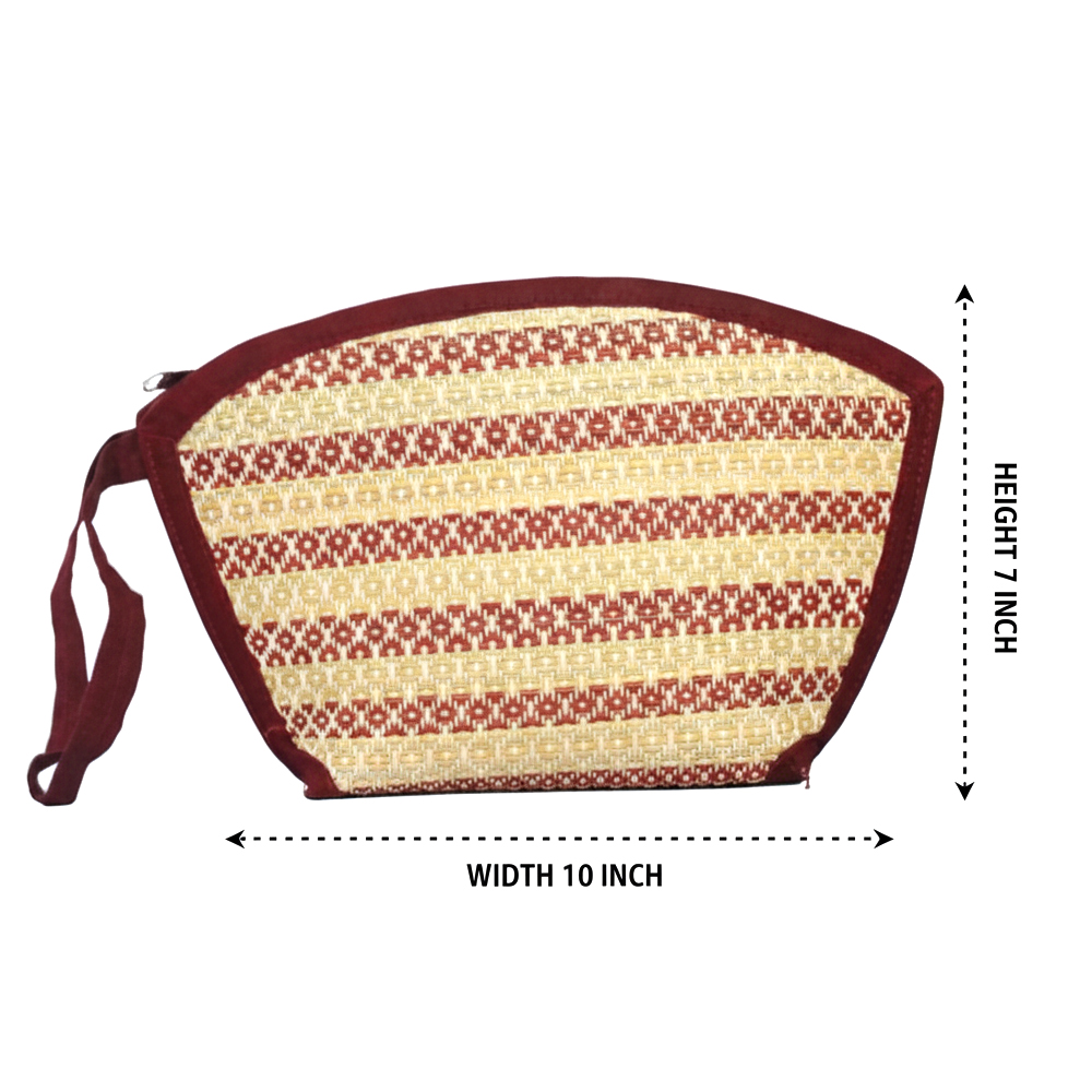 🎨 Set of 3 Handwoven Madurkati Zip Pouches - Travel & Cosmetic Organizers | 10 Inch x 7 Inch - View 2