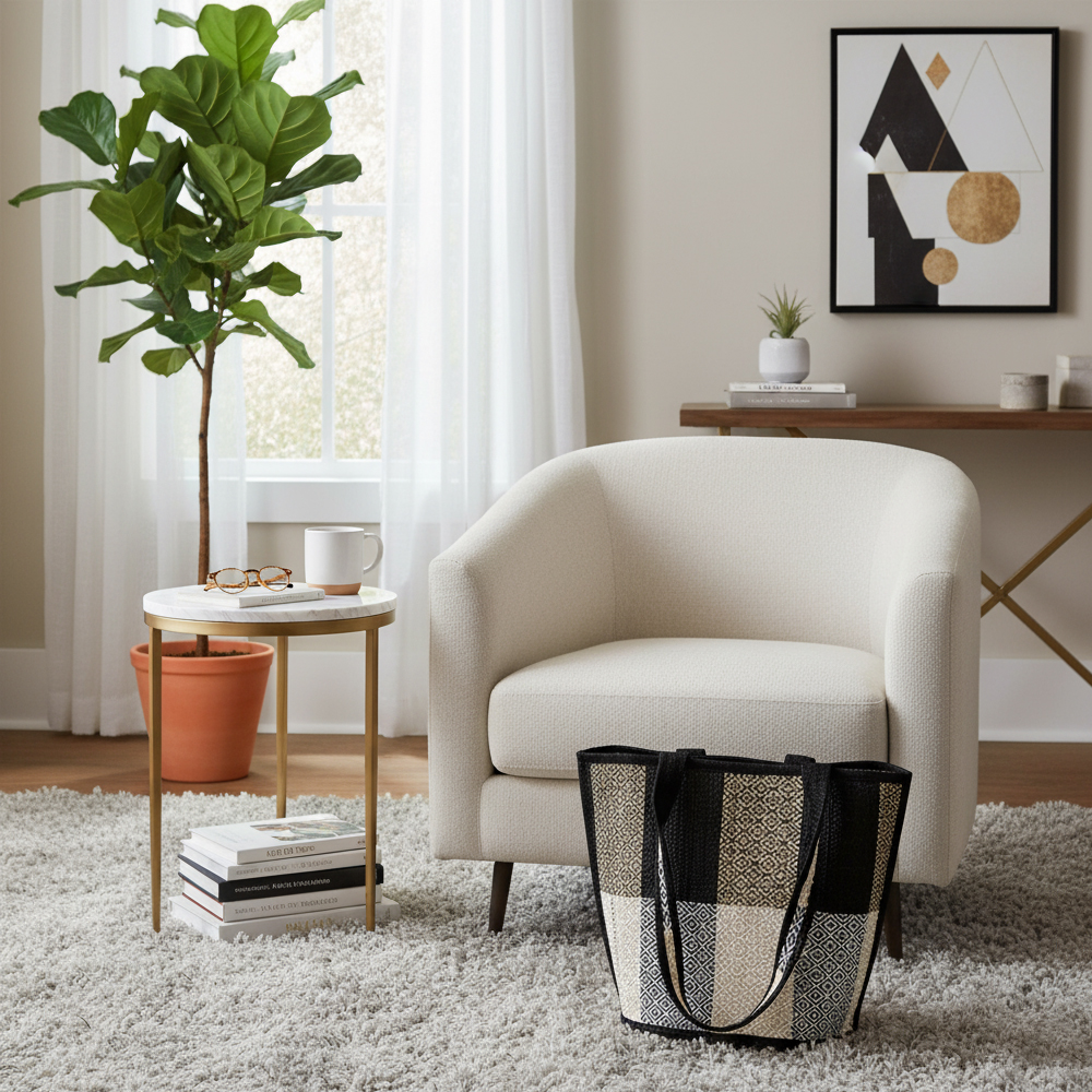 🖤 Chic & Spacious Madurkati Checkered Tote Bag - View 3