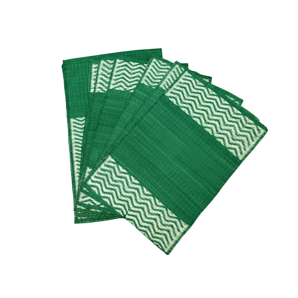 🍽️ Solid Green 7-Piece Masland Style Woven Dining Set - Runner & 6 Place Mats  - View 3