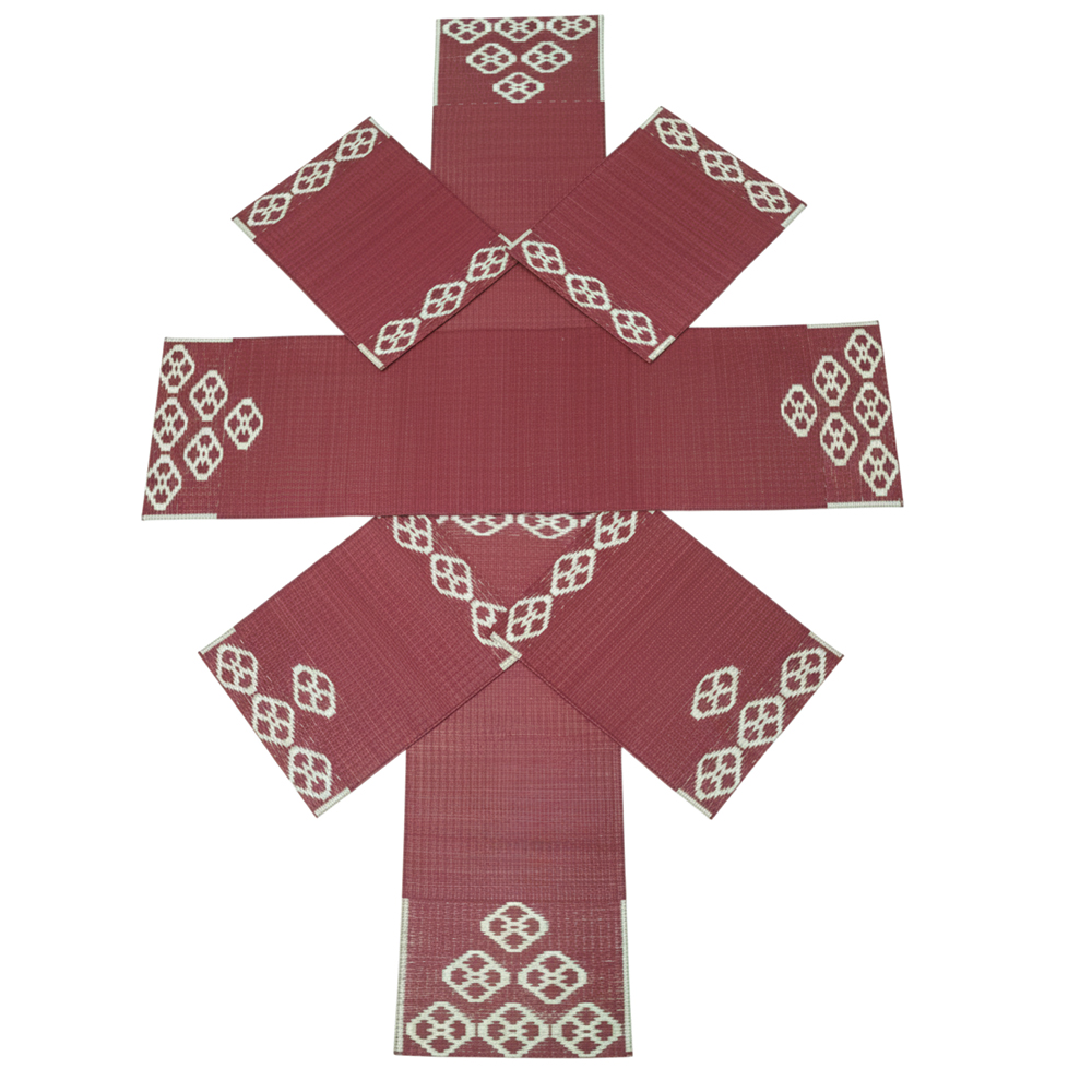 🍷 Luxurious Maroon Masland Table Mat & Runner Set (7 Pieces) - Runner & 6 Place Mats