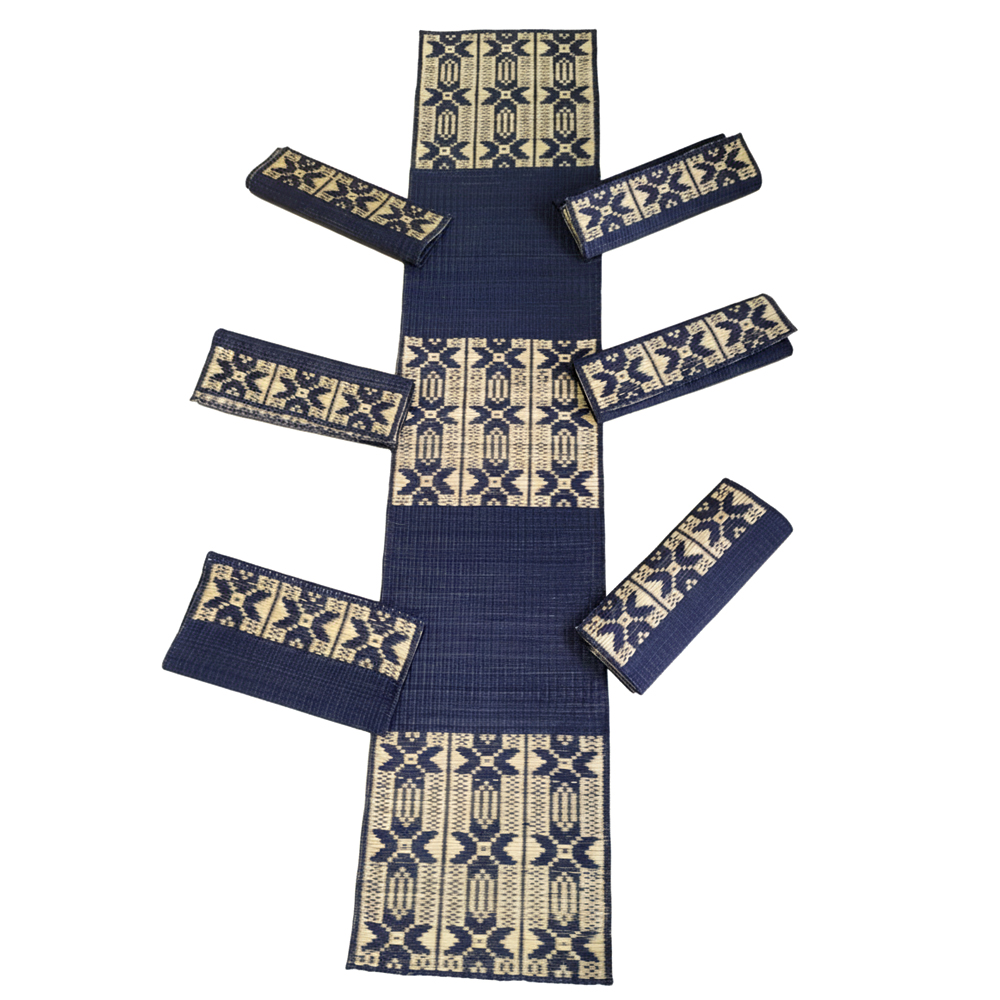 🌌 Deep Indigo Masland Table Mat & Runner Set (7 Pieces) - Runner & 6 Place Mats