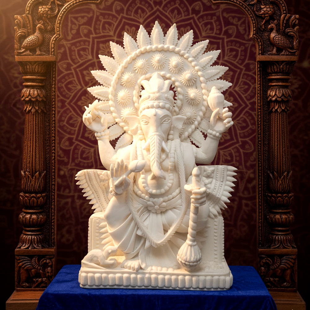 Handcrafted Eco-Friendly Sola Wood Lord Ganesh Idol - View 2