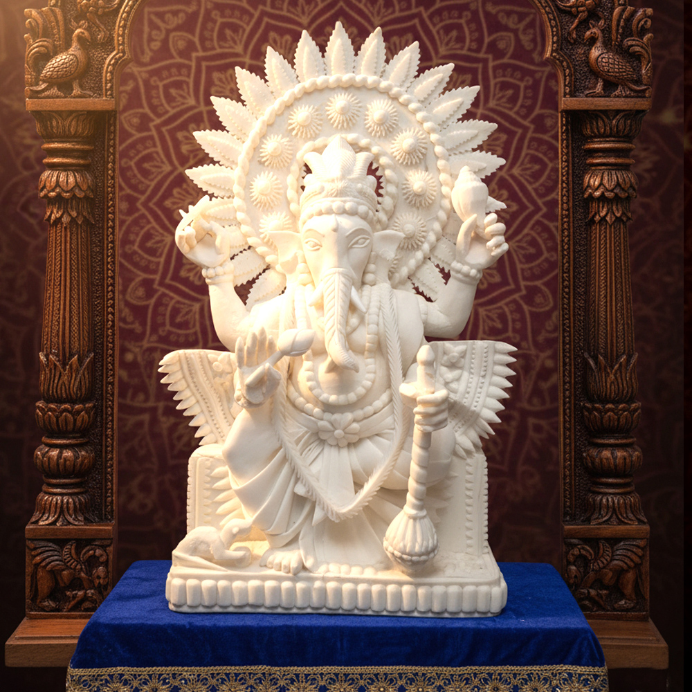Handcrafted Eco-Friendly Sola Wood Lord Ganesh Idol - View 3