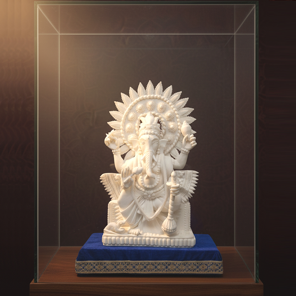 Handcrafted Eco-Friendly Sola Wood Lord Ganesh Idol - View 4