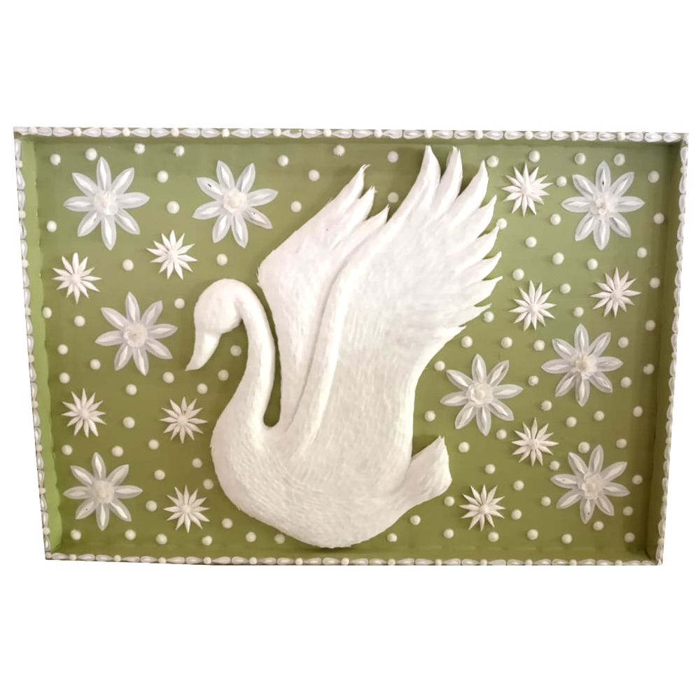 Handcrafted Sola Wood Swan/Crane Wall Panel (Shola Pith Art) - View 4