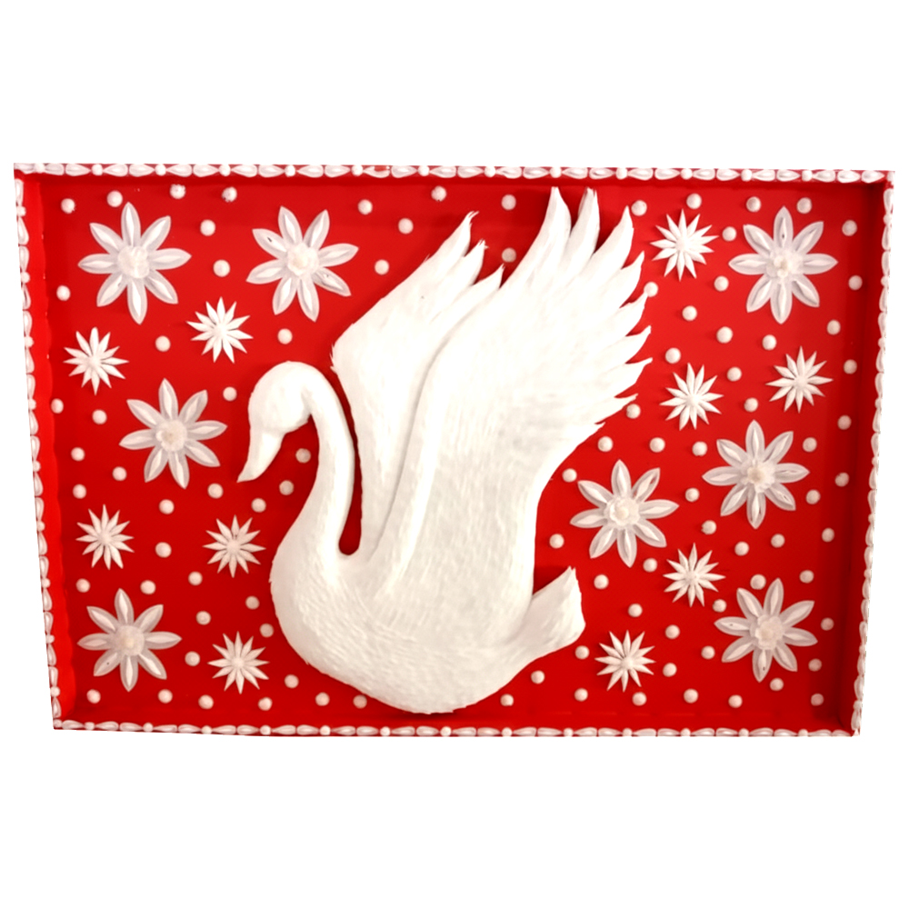 Handcrafted Sola Wood Swan/Crane Wall Panel (Shola Pith Art)