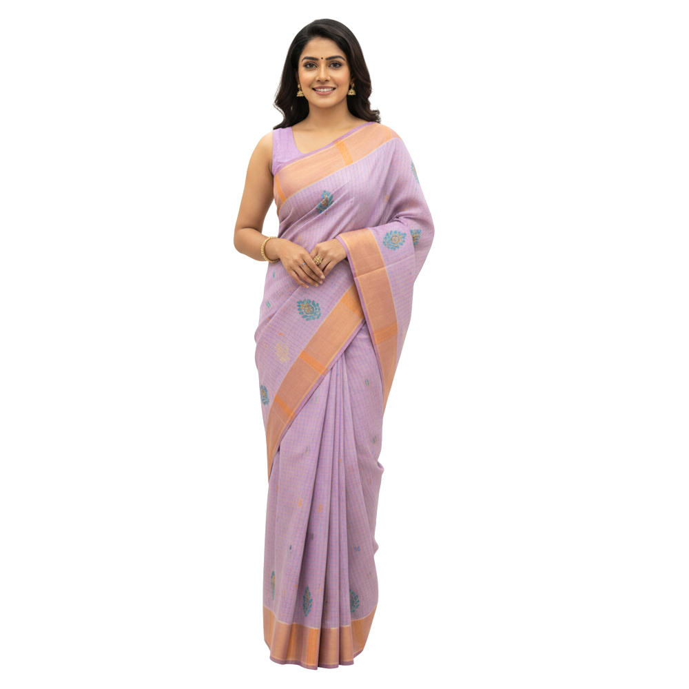 Dhonekhali Cotton Handloom Saree with Artisan Hand Embroidery