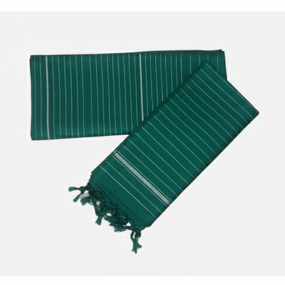 Elegant Deep Green Handloom Cotton Saree (5.5 Meters) - View 2