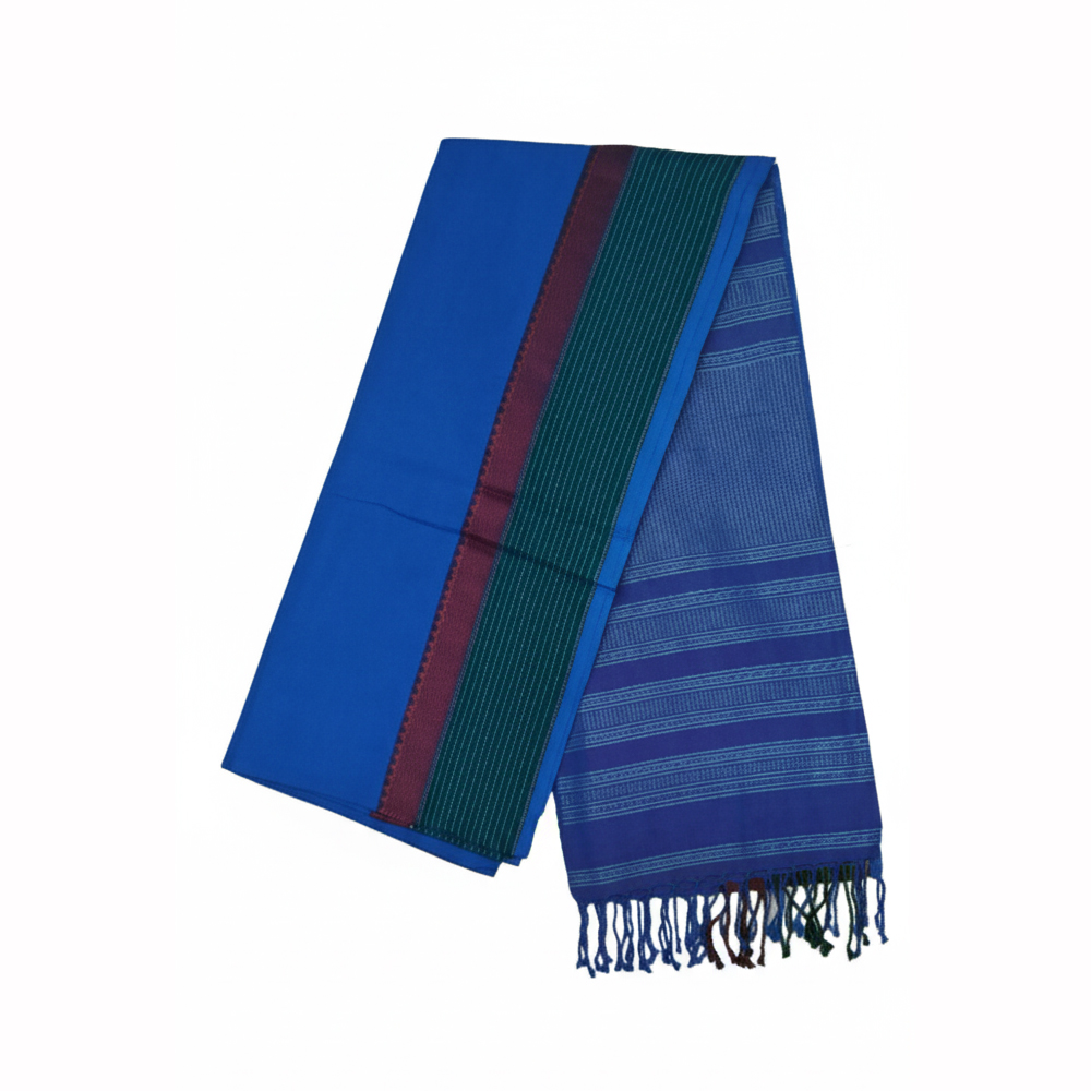 💙 Vivid Royal Blue Dabi Cotton Saree (5.5 Meters) - View 2